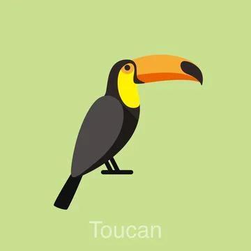 Toucan bird series, vector flat icon, vector illustration Stock Illustration