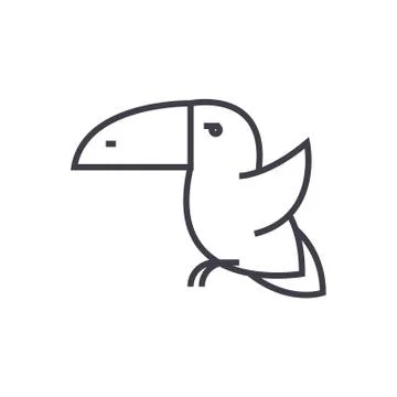 Toucan bird vector line icon, sign, illustration on white background, editabl 스톡 일러스트