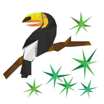 Toucan on the branch. Stock Illustration