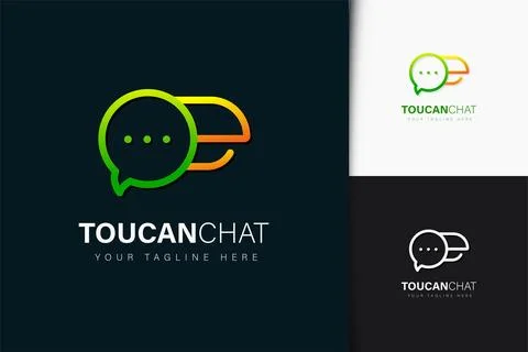 Toucan chat logo design with gradient Stock Illustration
