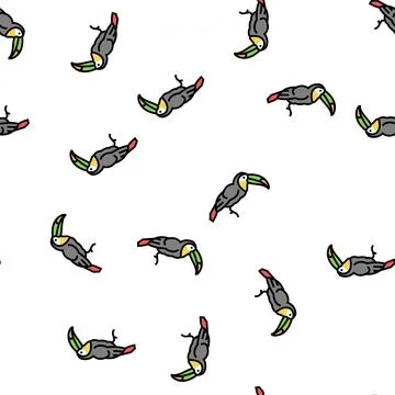 Toucan exotic bird vector seamless pattern Illustrazione stock
