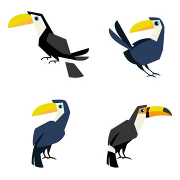 Toucan flat style vector isolated on white background. Tropical bird icon. Stock Illustration