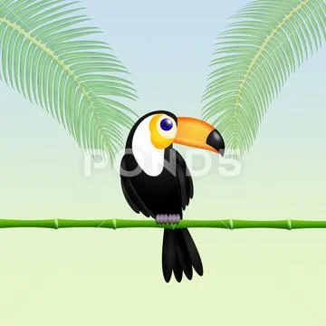 Toucan in the forest Stock Illustration