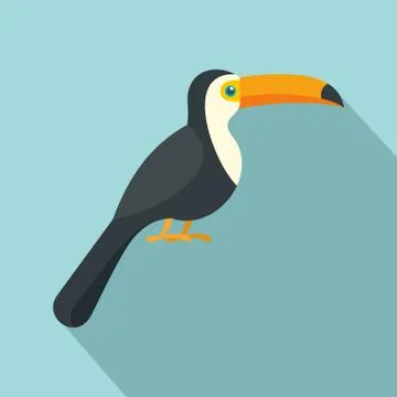 Toucan icon, flat style 스톡 일러스트