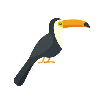 Toucan icon, flat style 스톡 일러스트
