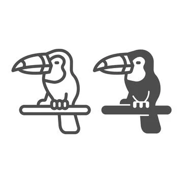 Toucan line and solid icon, worldwildlife concept, Toucan vector sign on white Stockillustratie