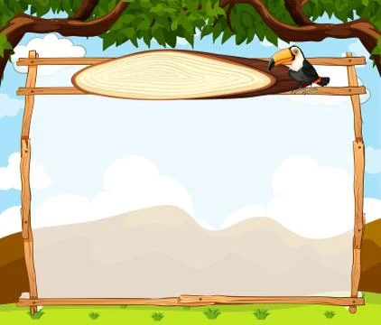 Toucan on nature boarder Stock Illustration
