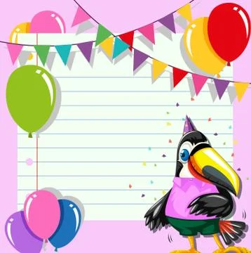 Toucan on paty note template Stock Illustration