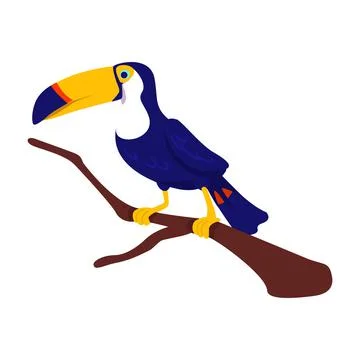 Toucan semi flat color vector character 库存插图