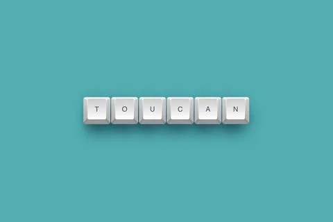 Toucan text on a 3d keyboard button with shadow concept series Stock Illustration