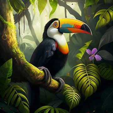 Toucan in tropical forest 库存插图