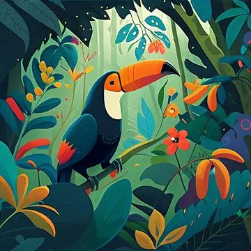 Toucan in tropical forest 库存插图