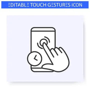 Touch and hold hand gesture line icon. Editable Stock Illustration