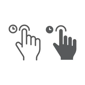 Touch and hold line and glyph icon, gesture and hand, tap sign, vector graphics イラスト素材