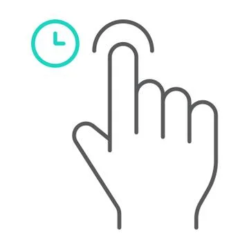 Touch and hold thin line icon, gesture and hand, tap sign, vector graphics, a Stock Illustration
