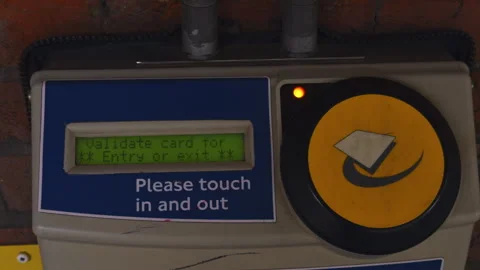 The Touch In and Out Payment System is utilized at public transport stations to Stock Footage 289482921