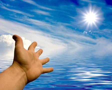 Touch to beautiful star Stock Photos