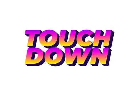 Touch down. Text effect in eye catching color with 3d look effect Ilustración de archivo