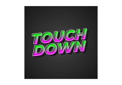 Touch down. Text effect in eye catching color with 3d look effect Ilustración de archivo