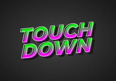 Touch down. Text effect in eye catching color with 3d look effect Ilustración de archivo
