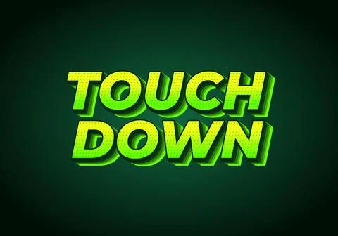Touch down. Text effect in eye catching color with 3d look effect Ilustración de archivo