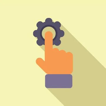 Touch gear button icon flat vector. Audience seo Stock Illustration