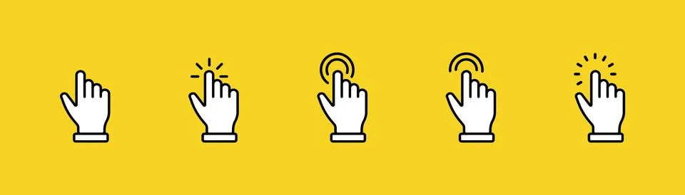 Touch gesture line icon set. Digital interaction outline symbol collection... 스톡 일러스트
