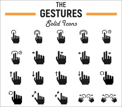 Touch gesture solid icon set, touchscreen and hand Stockillustratie