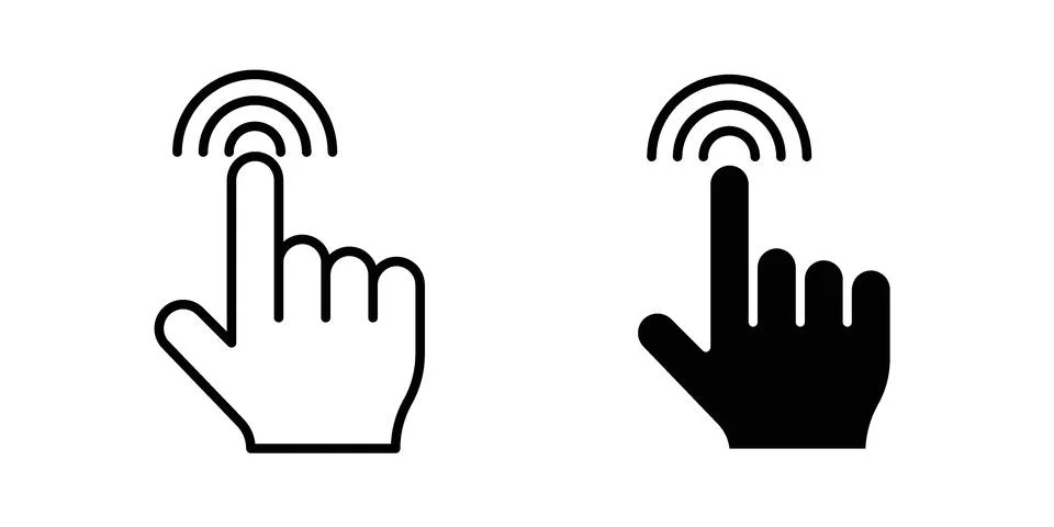 Touch icon vector concepts, line and silhouette style 스톡 일러스트