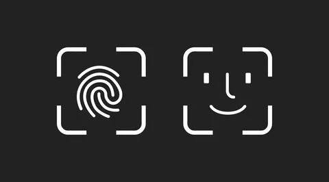 Touch id and face id on mobile device vector icon. Stock Illustration