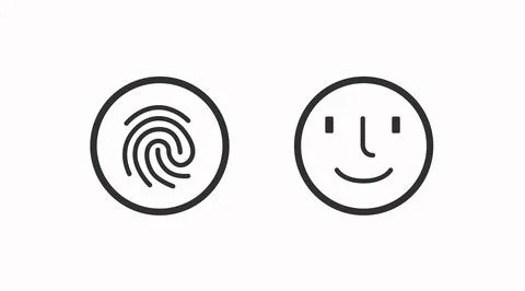 Touch id and face id on mobile device vector icon Stock Illustration