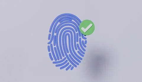 Touch ID fingerprint authorization with check mark, Biometric verification Stock Illustration