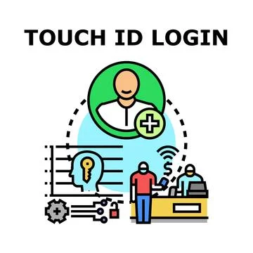 Touch id login biometric user access concept Stock Illustration