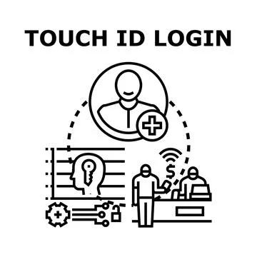 Touch id login biometric user access concept Illustrazione stock