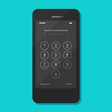Touch ID or enter passcode screen on smartphone 스톡 일러스트
