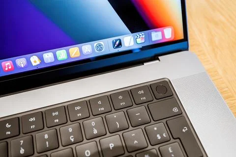 Touch ID security log-on and payments on Apple Computers MacBook Foto stock
