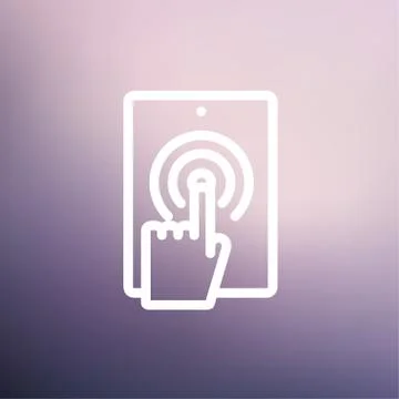 Touch mark in mobile phone thin line icon Stock Illustration