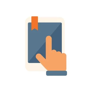 Touch online training icon flat vector. Web course Stockillustratie