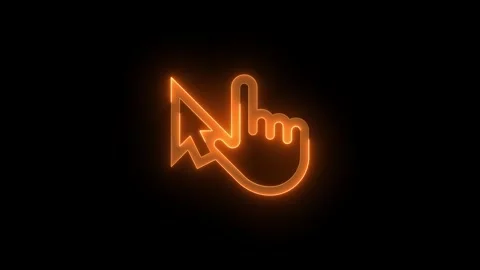 Touch pointer hand arrow cursor stroke icon glowing neon brown color animation Stock Footage 279093777