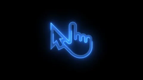 Touch pointer hand arrow cursor stroke icon glowing neon blue color animation Stock Footage 279093778