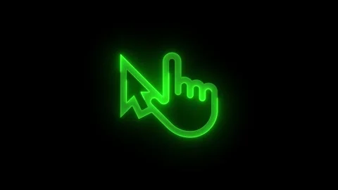 Touch pointer hand arrow cursor stroke icon glowing neon green color animation Stock Footage 279093785