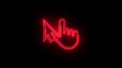 Touch pointer hand arrow cursor stroke icon glowing neon red color animation Stock Footage 279093790