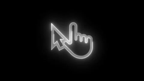 Touch pointer hand arrow cursor stroke icon glowing neon white color animation Stock Footage 279093791