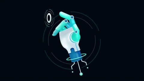 Touch Robot Finger and Activate Futuristic Web Quantum AI Stock Footage 239827591