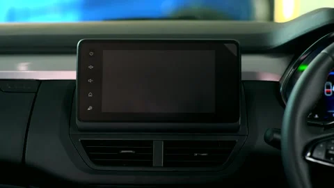Touch screen car music system Stock Footage 267564596