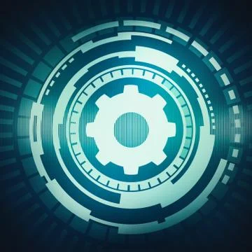 Touch screen circle interface with gear icon Stock Illustration