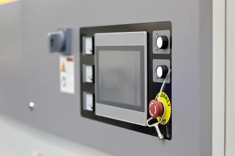 Touch screen control panel of automated equipment Stock Photos