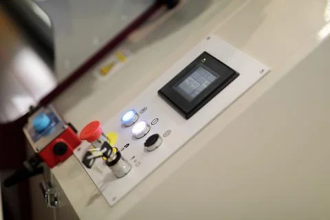 Touch screen control panel of automatic equipment Stock Photos