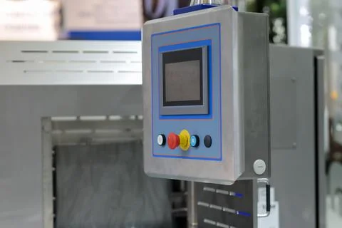 Touch screen control panel of a production line Stock Photos