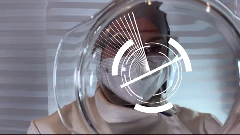 Touch screen device analyzes math and numerical data revealing triple mutan.. Stock Footage 250555183